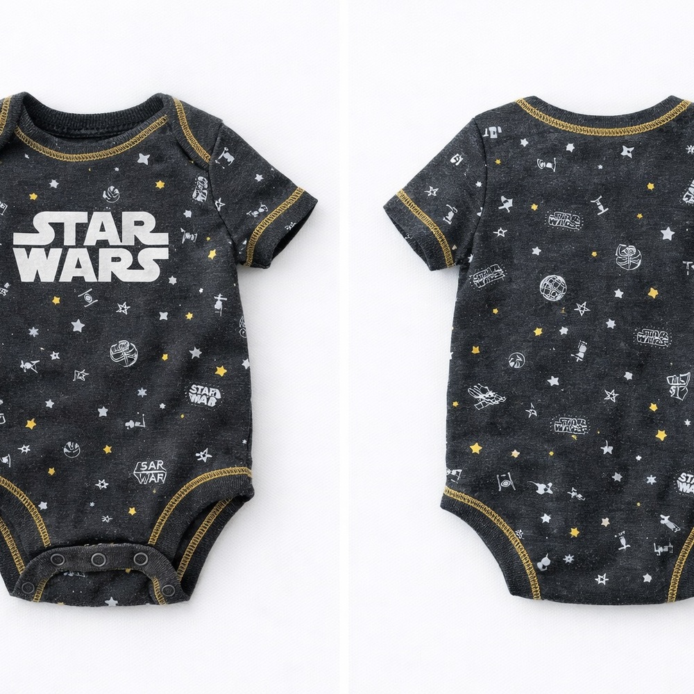 Star Wars Baby Onesie 6–9M | Dark Gray | Short Sleeve Bodysuit